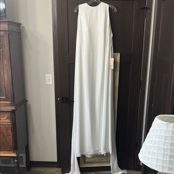 TS Couture white dress with dual sash train, size 16, NWT - Picture 1 of 8